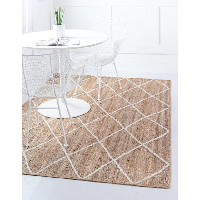 Modern Modern Geometric Bohemian Jute Rug 3x3 Ft. For Sale - Image 3 of 13