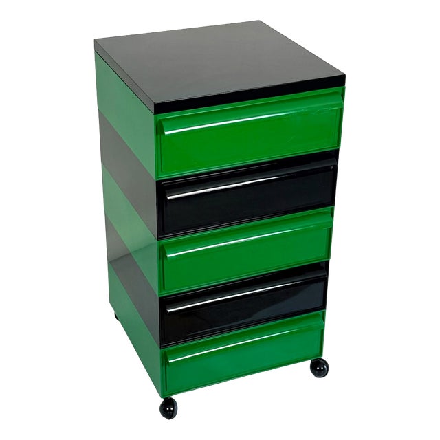 Chest of Drawers in Black and Green by Simon Fussell for Kartell, Italy, 1970s For Sale
