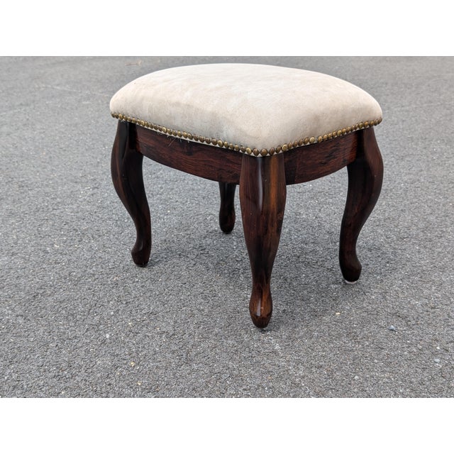 Late 20th Century French Provincial Style Solid Mahogany Wood Footstool For Sale - Image 4 of 5