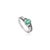 Modern Modernist 7X5mm Oval Emerald Split Shank Silver Ring With September Birthstone - Size 7.5 For Sale - Image 3 of 11