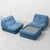 Vintage Lounge Chairs with Coffee Table in Blue Fabric, 1970s, Set of 3 For Sale - Image 13 of 13