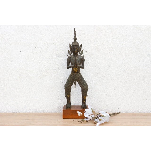 Golden Guardian, Antique Bronze Thai Statue For Sale - Image 9 of 9