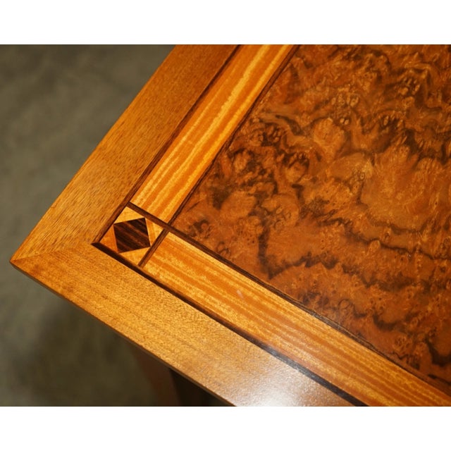 Stunning Vintage 1994 David Linley Burr Walnut Amboyna Wood Large Console Table For Sale - Image 11 of 18