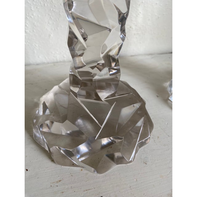 Oversized Pair Faux Rock Crystal Candlesticks, After Van Day Truex For Sale - Image 4 of 8