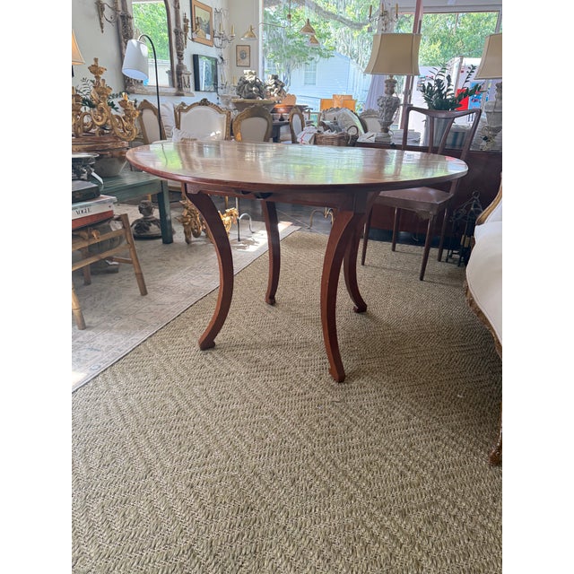 Brown Mid 20th Century Neoclassical Oval Cherry Dining Table With Extension For Sale - Image 8 of 10