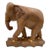 Vintage Hand-Carved Brown Wood Elephant Figure Statue on Base Animal Decor For Sale