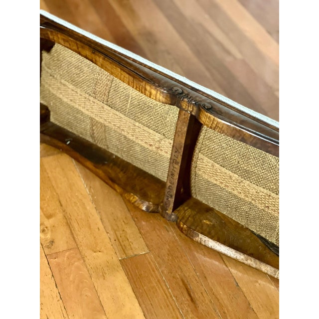 Early 20th Century Italian Louis XV Style Small Carved Walnut Upholstered Bench For Sale - Image 11 of 12