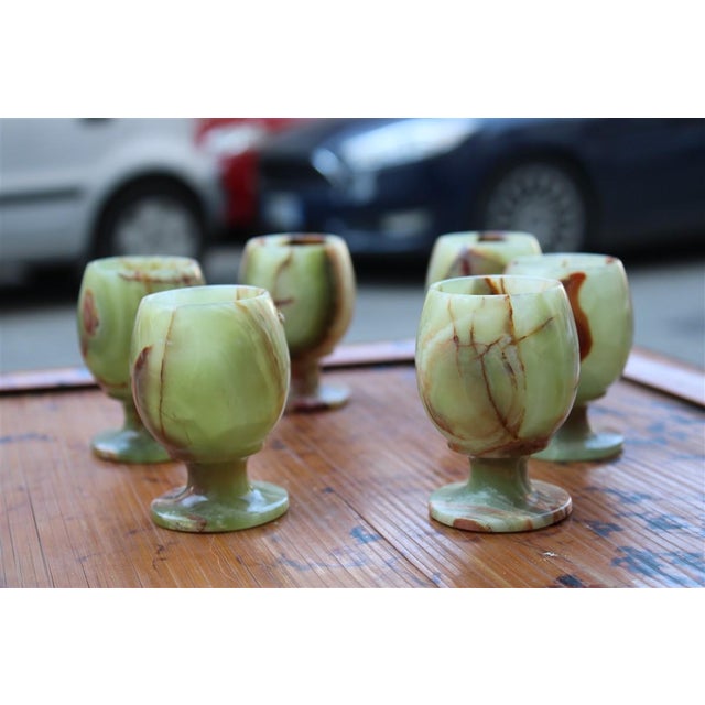 Tanzanian Green Onyx Liquor Glasses, 1950s, Set of 6 For Sale - Image 9 of 10