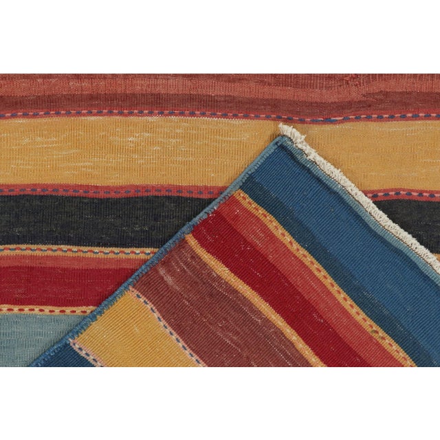 Rug & Kilim Vintage Bidjar Persian Tribal Kilim in Red, Gold and Blue Stripes by Rug & Kilim-4'11''x8' For Sale - Image 4 of 4