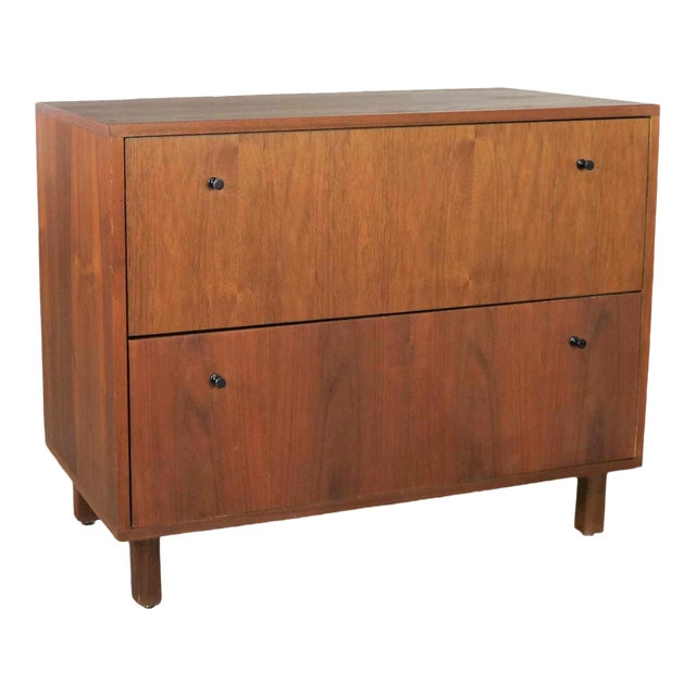 Mid Century Modern Two Drawer Lateral File Cabinet In Walnut By