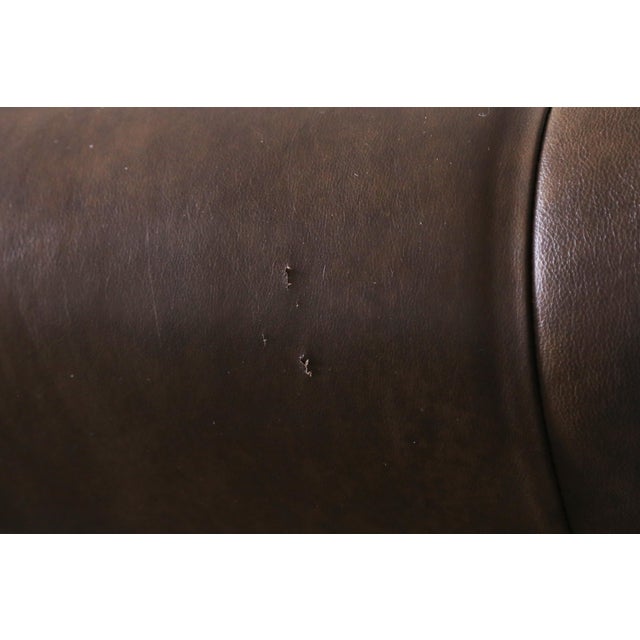 1970s Percival Lafer Green Sofa Mp 97 Leather Sofa Extended Head Rest For Sale - Image 6 of 13