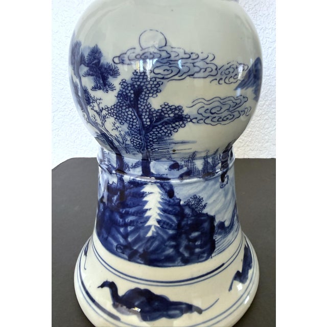 Vintage Chinese Blue & White Porcelain Landscape Vases - Trio Set For Sale - Image 16 of 18