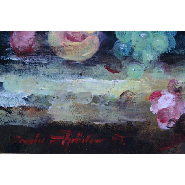 Abundant Floral Still Life Oil Painting, Signed 1999, Framed 36x29 by Gerdell Schroder For Sale - Image 4 of 4