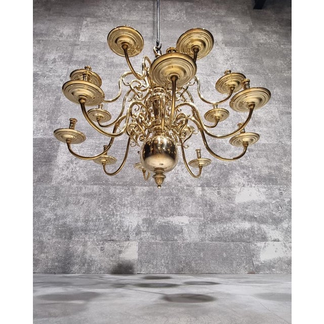 17th Century Dutch Brass Chandelier Candleholder For Sale - Image 9 of 18