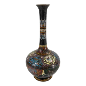 19th Century Japanese Cloisonne Enamel Vase With Dragon and Phoenix