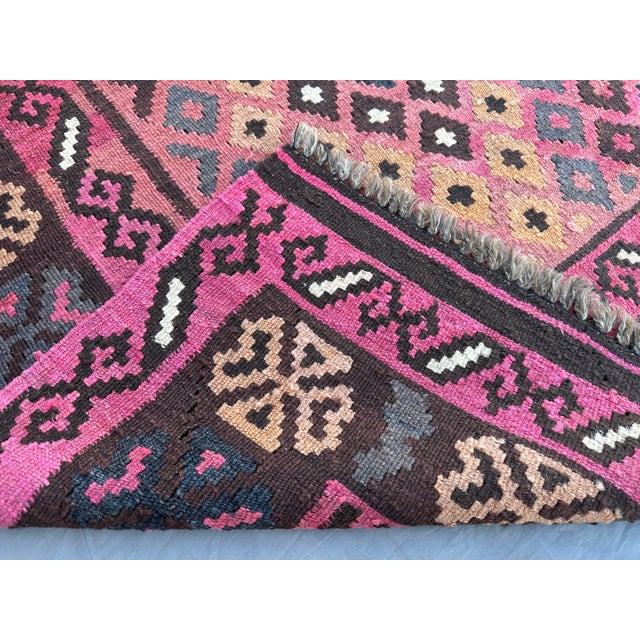 Pink Handmade Vintage Afghan Tribal Kilim Rug 3.4x6.2 For Sale - Image 8 of 8