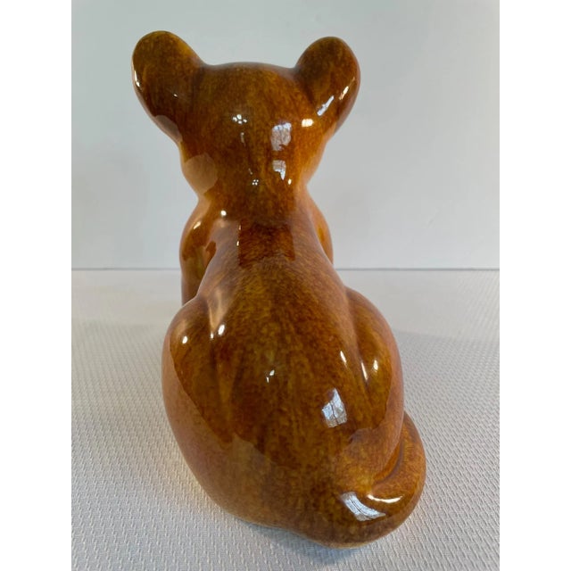 1970s Vintage 1970s Italian Glazed Ceramic Lion Cub Figurine For Sale - Image 5 of 13