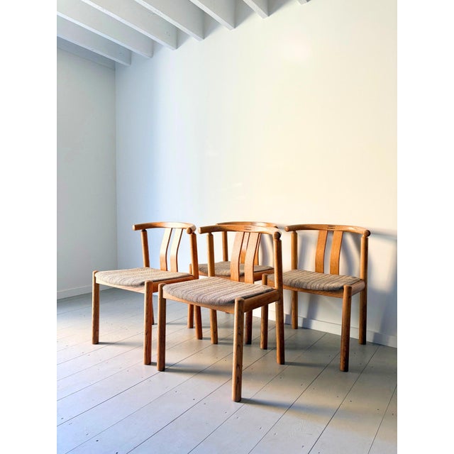 Mid-Century Modern Vintage Danish Directional Dining Chairs by Hans Jorgen Frydendal, 1970s, Set of 4 For Sale - Image 3 of 13