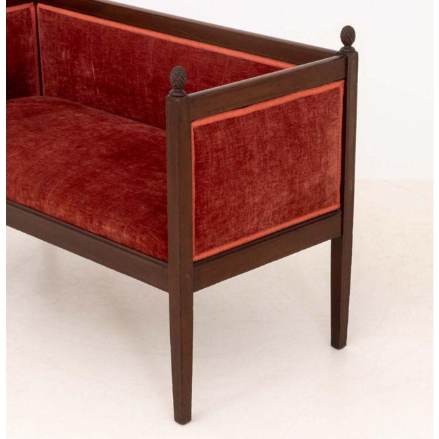 Louis XVI Style Velvet Upholstered Mahogany Sofa For Sale - Image 4 of 8
