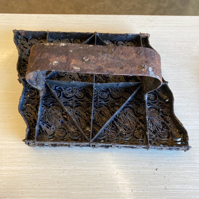 Intriguing Vintage Batik fabric metal stamp. Perfect conversation piece and any tabletop.