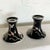 Chinese Hand Painted and Etched Black and Pink Candlestick Holders For Sale - Image 4 of 4