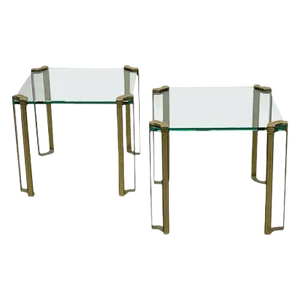 Glass and Bronze Square Tables by Peter Ghyczy, 1970s, Set of 2