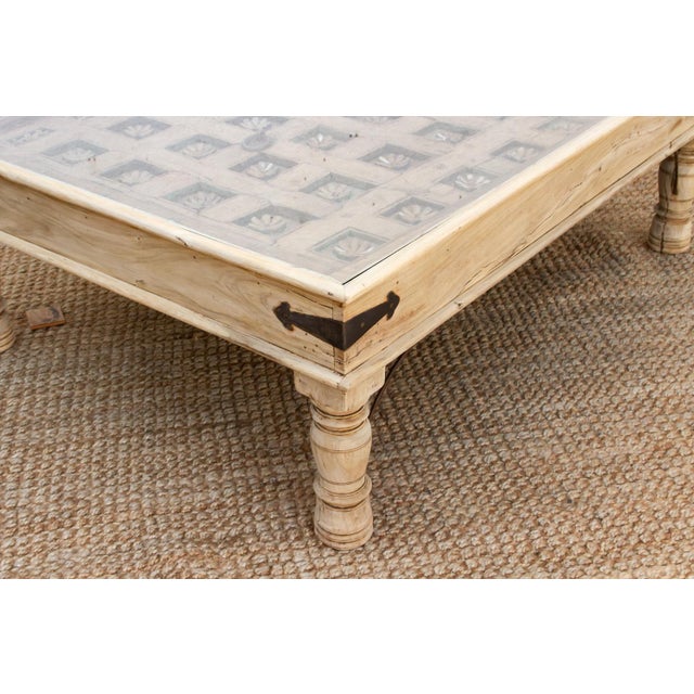 Metal Antique Carved Lotus Ceiling Panel Coffee Table For Sale - Image 7 of 18