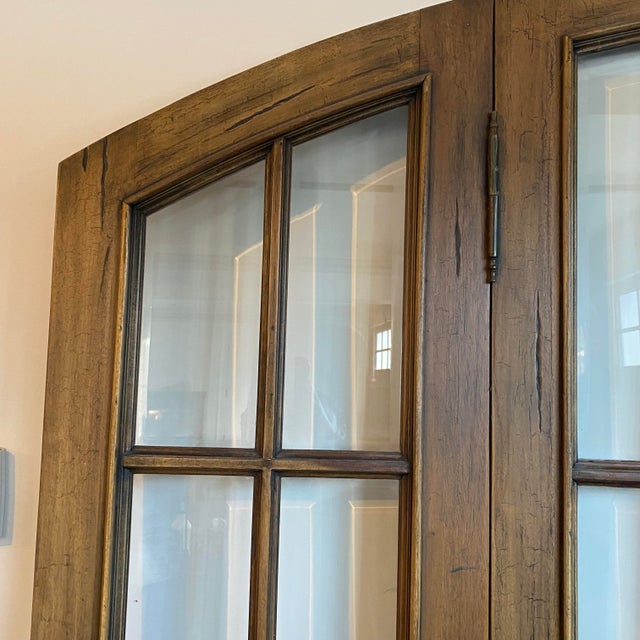 Antique French Four Panel Folding Screen Room Divider With Beveled Glass For Sale - Image 4 of 9