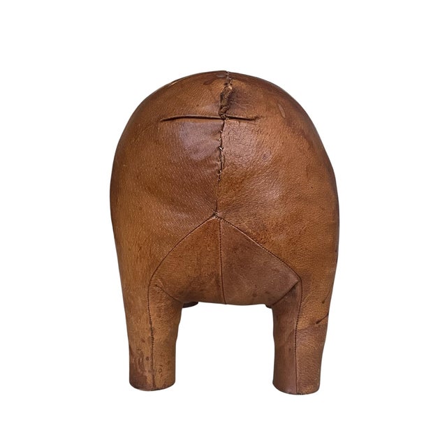 Vintage Large Pig Stool by Dimitri Omersa in Brown Leather, 1960s For Sale In San Francisco - Image 6 of 12