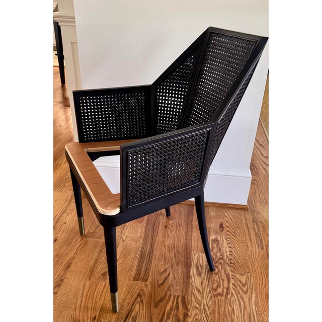 Mid-Century Modern Cane Dining Armchairs by Kara Mann for McGuire/Baker Furniture, Milling Road Collection Pair For Sale - Image 3 of 9