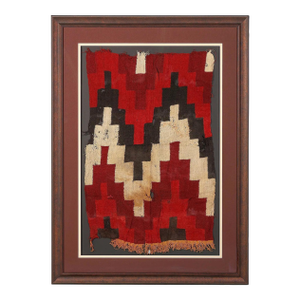15th Century & Earlier Framed Nazca Textile Panel with Step Design