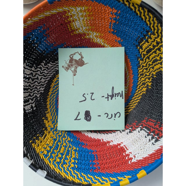 Red Trio of Vintage Colorful African Handwoven Baskets For Sale - Image 8 of 9