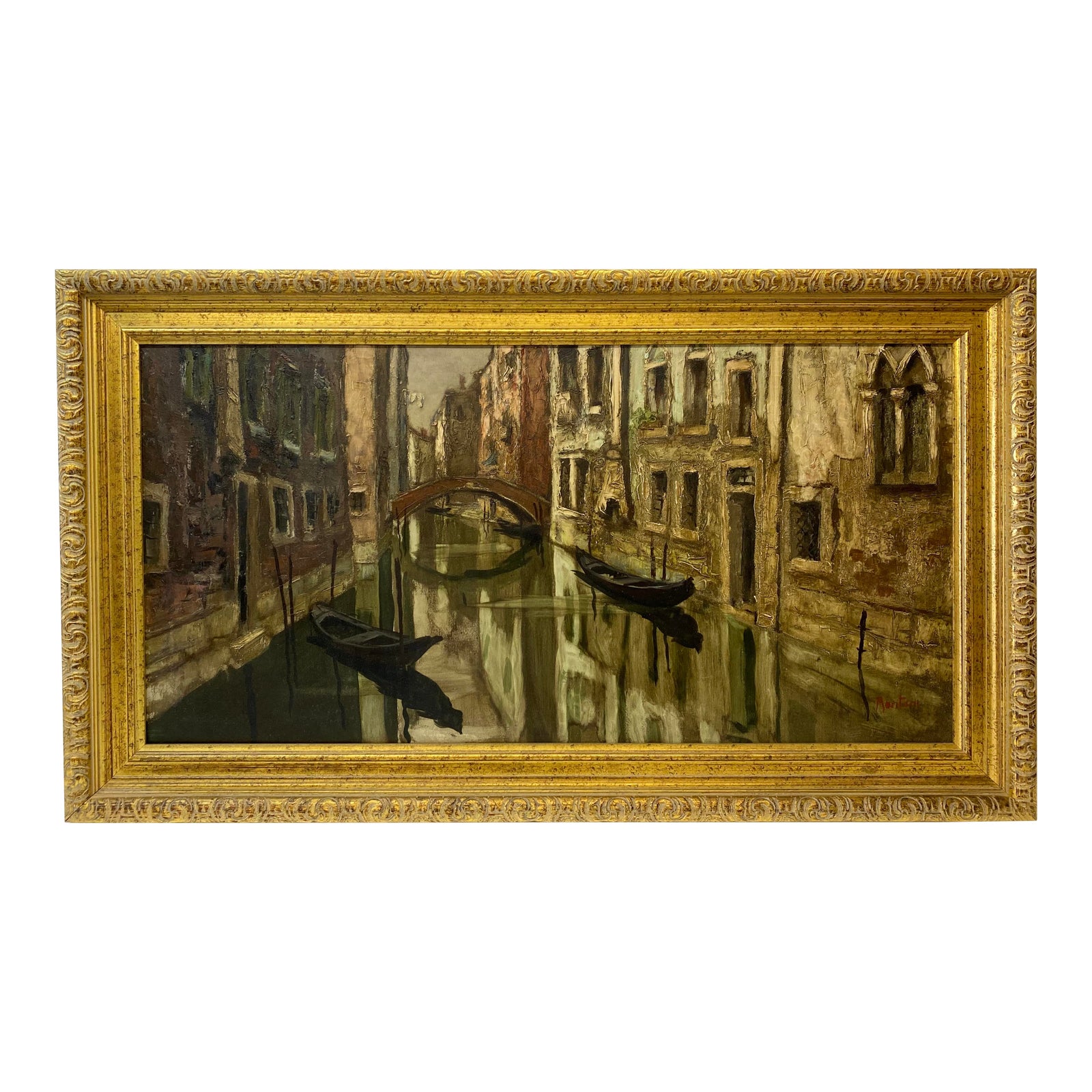 Mid Century Modern "Venice, Italy" Original Oil Painting by Montani C