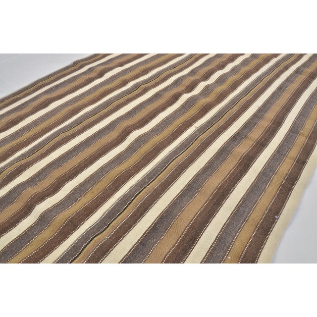 Brown Vintage Anatolian Stripe Kilim Rug For Sale - Image 8 of 10