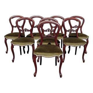 Mahogany Balloon Back Dining Chairs, Set of 8 For Sale