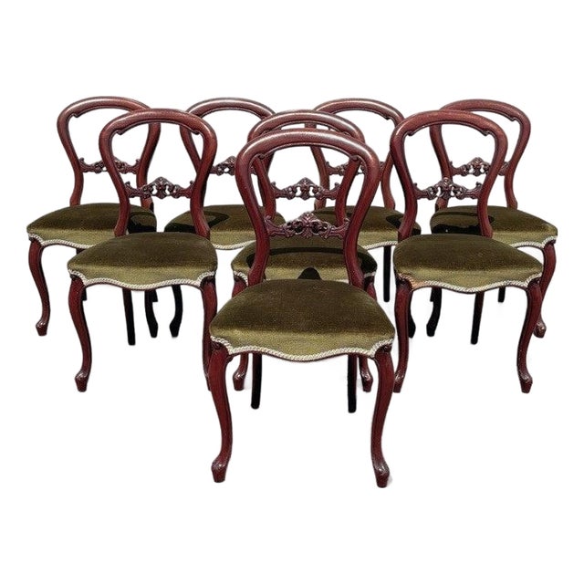 Mahogany Balloon Back Dining Chairs, Set of 8 For Sale