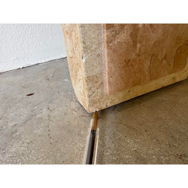 Blush Vintage Maitland-Smith Style Tessellated Stone Arched Wall Mirror For Sale - Image 8 of 12