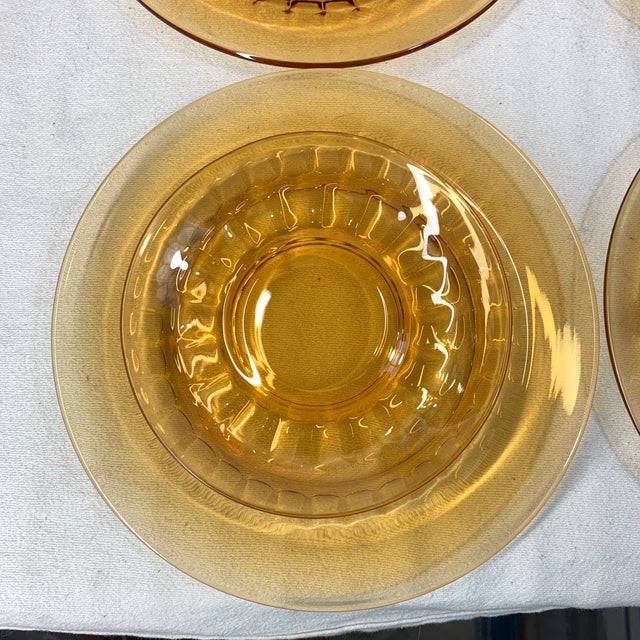 1930s C. 1930s New Martinsville Depression Glass Luncheon Set, Plates With Matching Tea Cups - Service for 6 For Sale - Image 5 of 6