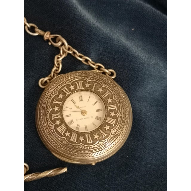 French Sterling Silver Pocket Watch with Chain For Sale - Image 4 of 18