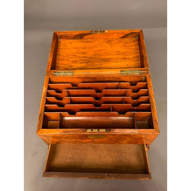 Antique English Burl Walnut Writing Box / Document Chest With Quill Compartment, Circa 1820 For Sale - Image 10 of 17
