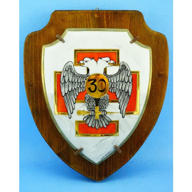 20th Century Heraldic Plaques in Ceramic on Wood by Antonella Salemi for Freemasonry Scottish Rite, 1970s, Set of 4 For Sale - Image 6 of 18
