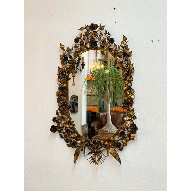 1960s Vintage Gilt Tole Mirror For Sale - Image 5 of 10