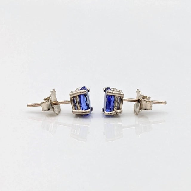 2020s Tanzanite Solitaire Stud Earrings in Solid 14k Gold Oval - 2 Pieces For Sale - Image 5 of 6