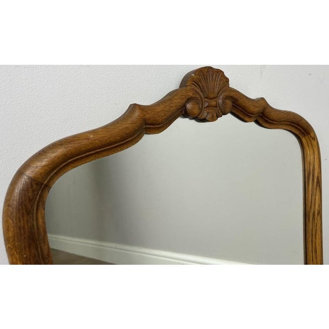 Vintage French Mirror in Oak For Sale - Image 3 of 9