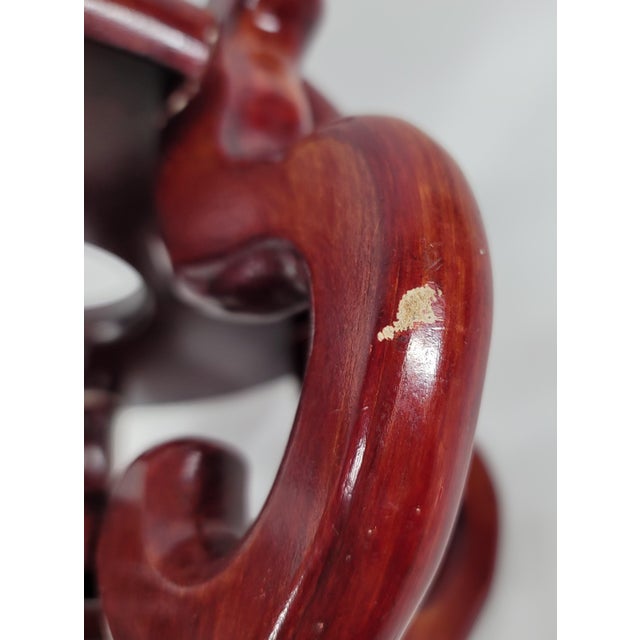 Grand 40" Vintage Blue & White Chinoiserie Floor Vase & Carved Stand For Sale - Image 16 of 17