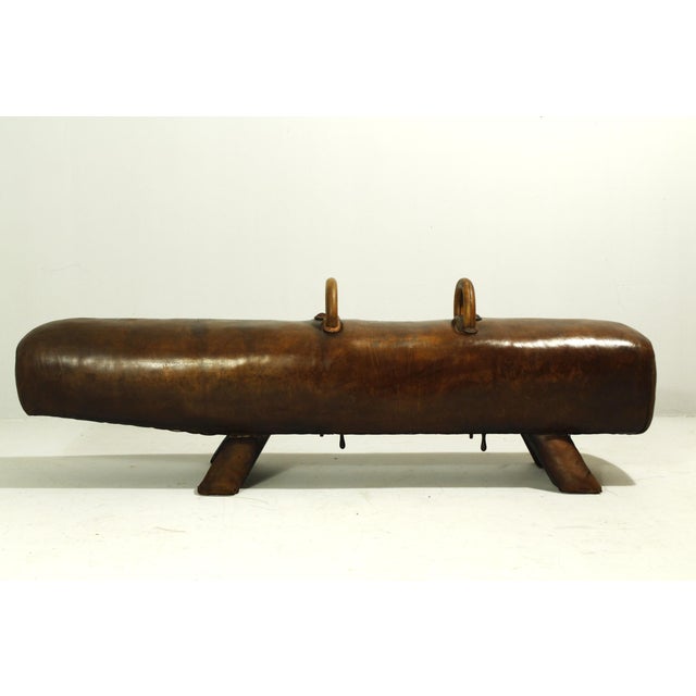 Vintage Leather Gym Pommel Horse Bench, 1900s For Sale - Image 4 of 15