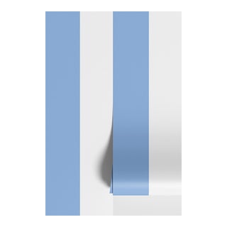 Clubhouse Stripe Grasscloth Wallpaper by House Party | Cornflower Blue and White | 6 Yards For Sale