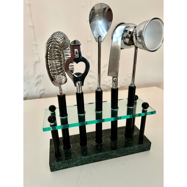 Glass Barware Set in a Customized Marble & Glass Stand - 6 Pieces For Sale - Image 7 of 12