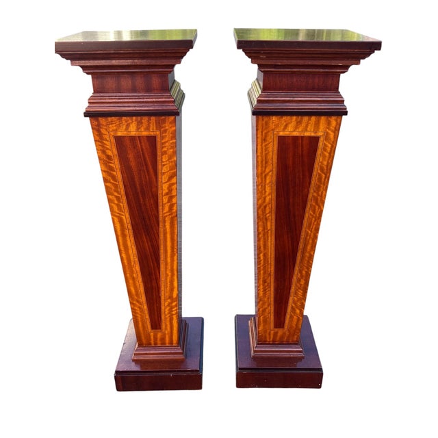 Late 20th Century Pair Mahogany Inlaid Pedestals For Sale In New York - Image 6 of 15
