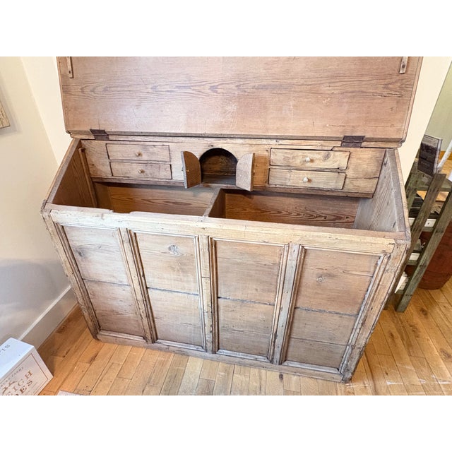 Wood Antique Irish Pine Grain Bin W/Custom Interior Hidden Desk For Sale - Image 7 of 11